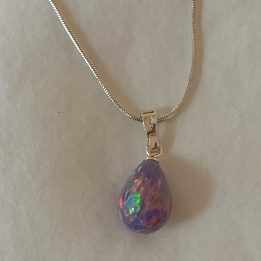 Vans Iridescent Purple Teardrop Necklace